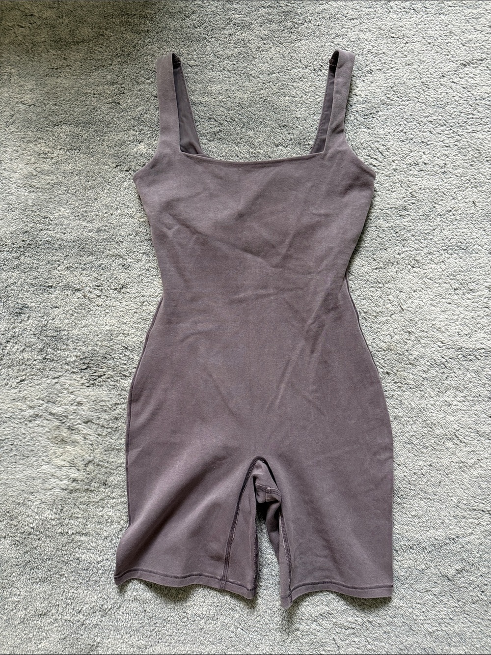 SKIMS Sleeveless Square Neck Ribbed Romper in Mauve Brown - Picture 3 of 7